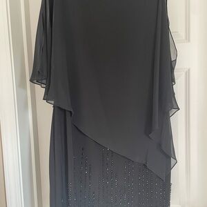 Gray Asymmetrical Embellished Cocktail Gown